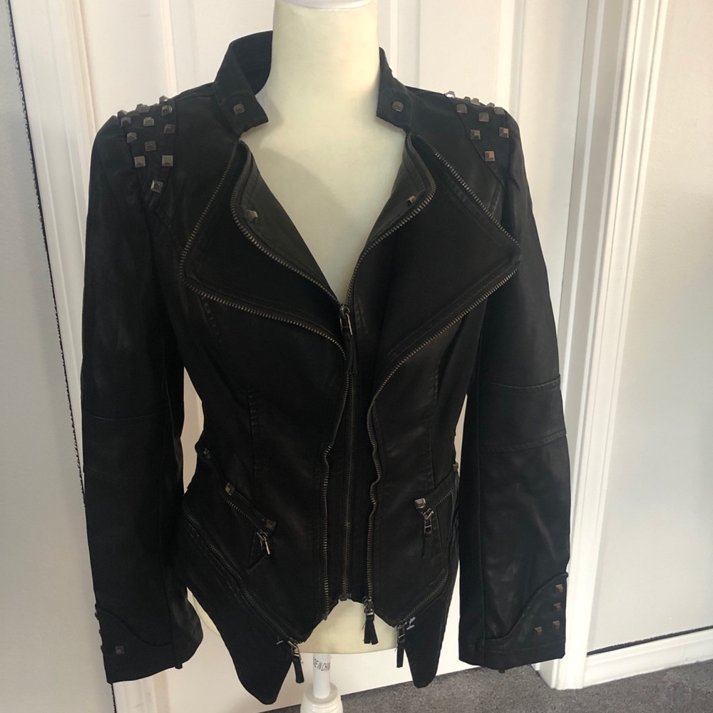 SX Faux Leather Studded Jacket